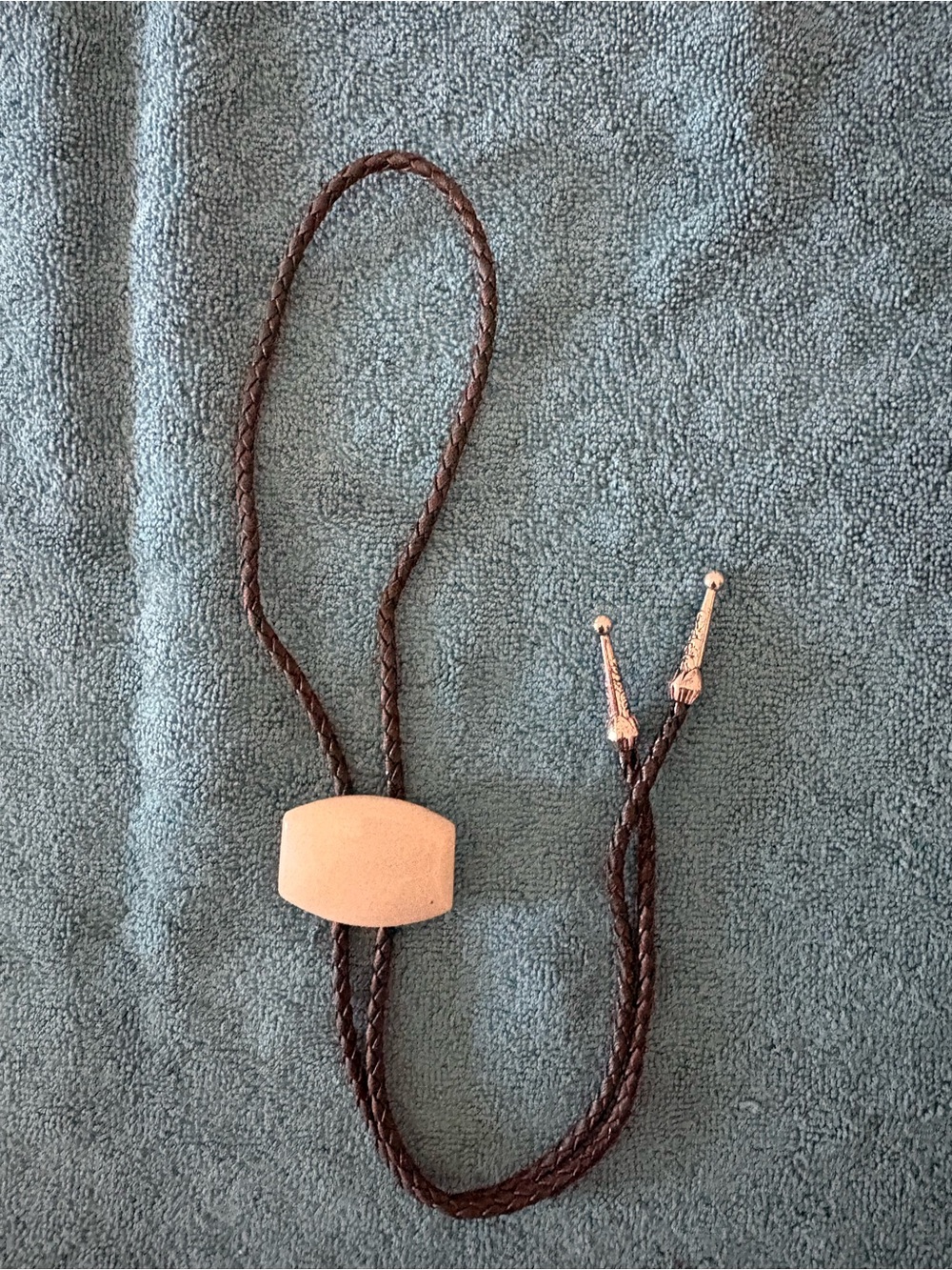 Brown Braided Bolo Tie with Silver Tips